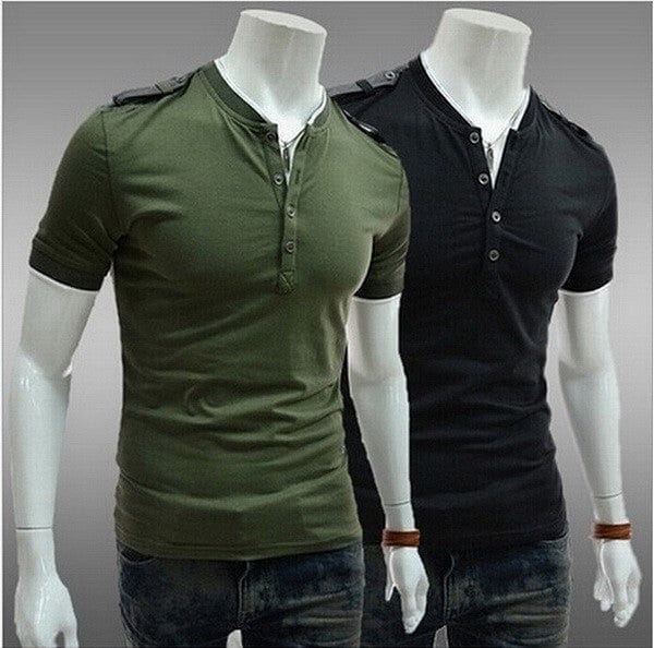 Buy SJWCLYS Mens Casual Button Short Sleeve Henley T-Shirts,V Neck Button  Down Patriotic Tactical Military Army Shirts for Men