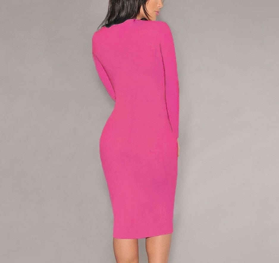 Penelope Pink Plunged Neck Bodycon Dress Penelope Pink Plunged Neck Bodycon Dress