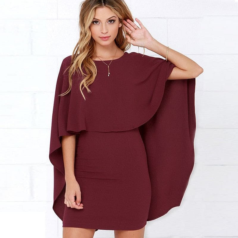 Freely Chic Backless Cape Bodycon Dress RCDCessentials Freely Chic Backless Cape Bodycon Dress RCDCessentials