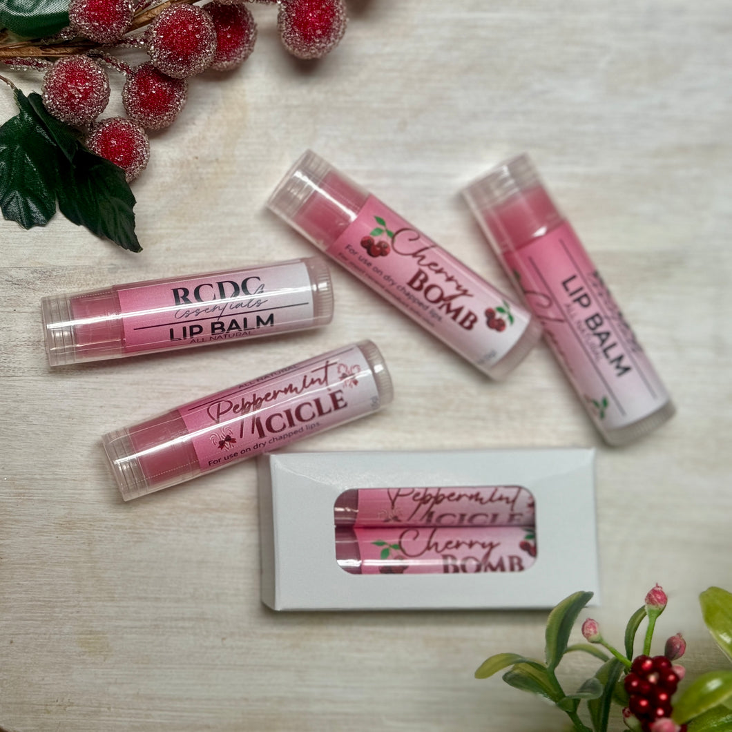 Cherry & Peppermint Icicle ~ Natural Lip Balm Combo Pk.