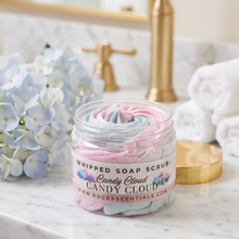 A jar of whipped soap scrub labeled 'Candy Cloud' by RCDC Essentials