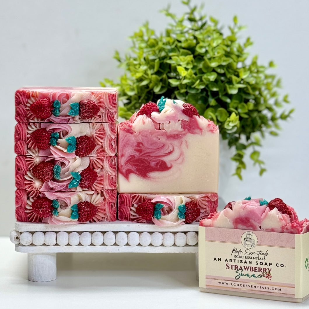 Strawberry Summer ~  Handmade Cold Process Goat's Milk Bar Soap