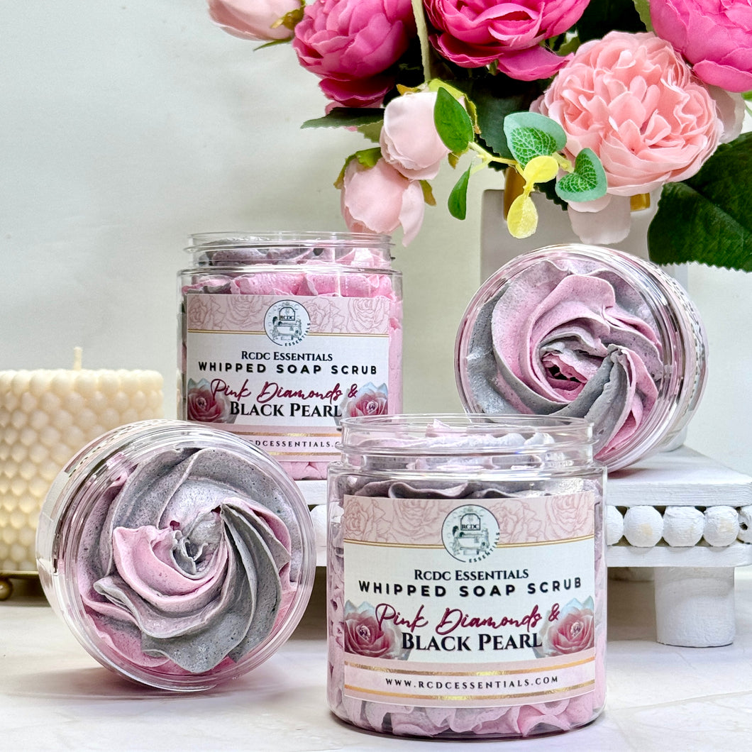 Pink Diamonds & Black Pearl ~ Whipped Soap Sugar Scrub