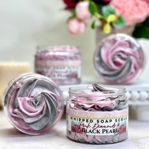 Pink Diamonds & Black Pearl ~ Whipped Soap Sugar Scrub