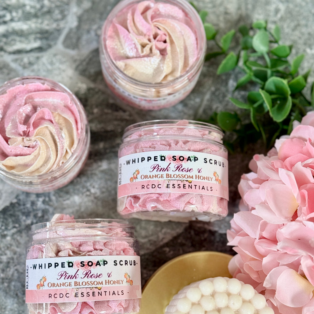 Pink Rose & Orange Blossom Honey ~ Whipped Soap Sugar Scrub
