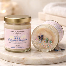 Two jars with labels on a marble surface, one open showing contents.