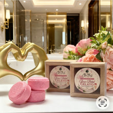RCDCessentials Rose Petal Gelato moisturizing solid shampoo bars in kraft window packaging displayed on bathroom counter