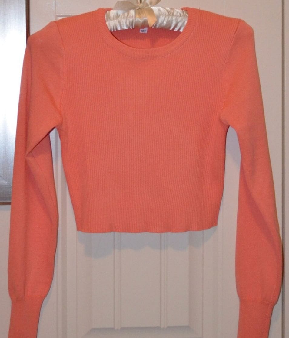 Coral Knit Long Sleeve Crop Top