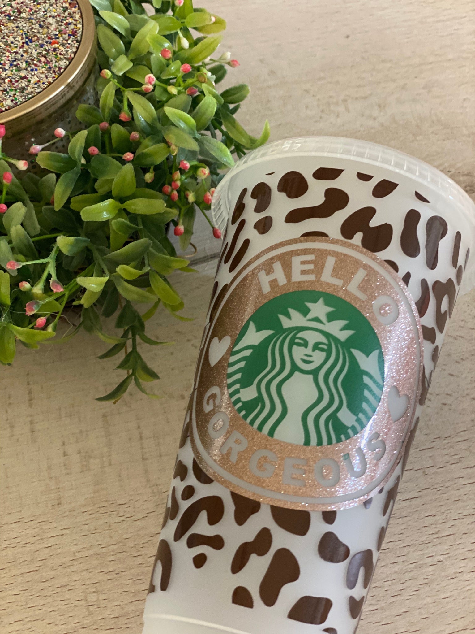 Hello Gorgeous Cheetah ~ Custom Color Changing Starbucks Venti