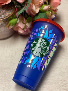 Sunflower Butterfly ~ Personalized Custom Design Reusable Starbucks Cup