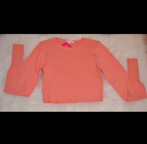Coral Knit Long Sleeve Crop Top