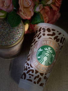 Hello Gorgeous Cheetah  ~ Personalized Custom Reusable Starbucks Cup