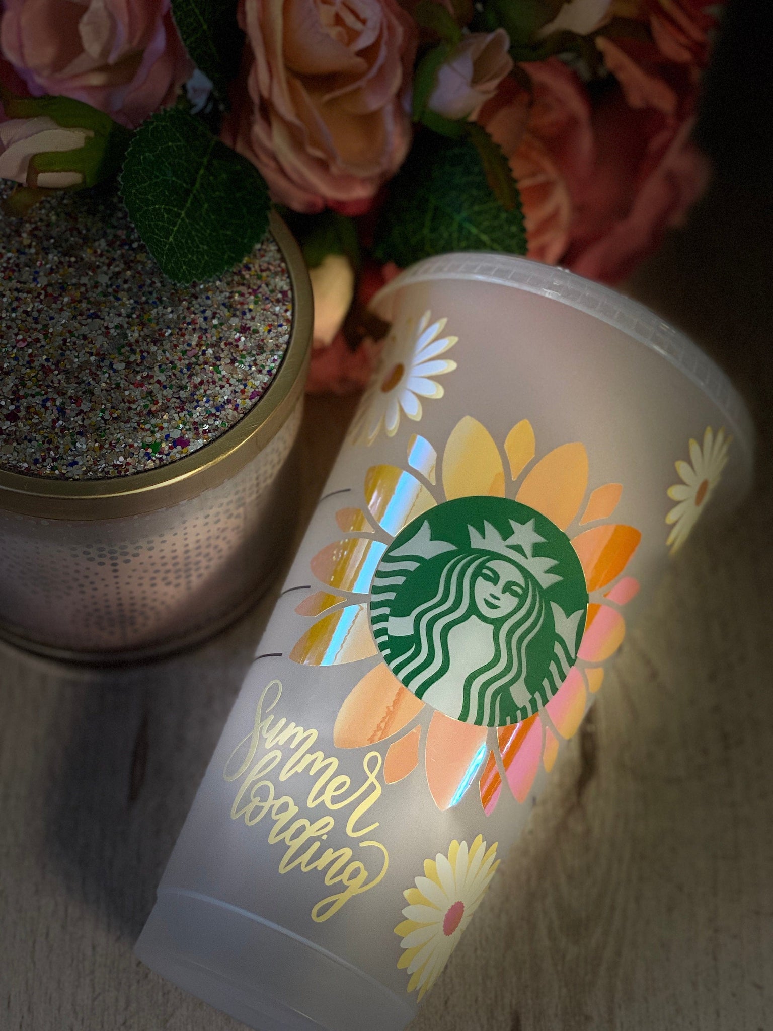 Summer's Loading Sunflower ~ Custom Color Changing Starbucks Venti