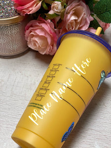 Hello Summer Butterfly ~ Personalized Custom Design Reusable Starbucks Cup