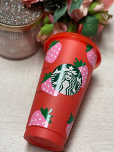 Pink Strawberry ~ Personalized Custom Design Reusable Starbucks Cup