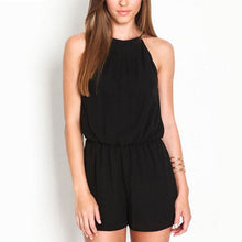 Summer Style Casual Black Halter Keyhole Rompers