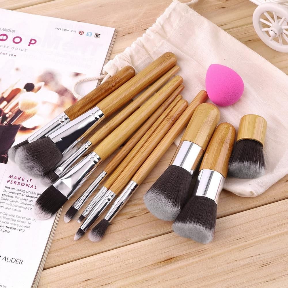 Makeup Eyeshadow Foundation Concealer 11pc Brushes Sets+ Sponge Blender