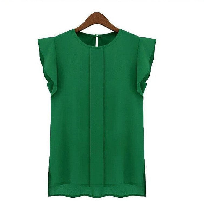 Blusa de gasa con volantes en las mangas de Chloe, color verde