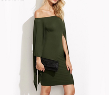 Caped Olive Green Off The Shoulder Bodycon
