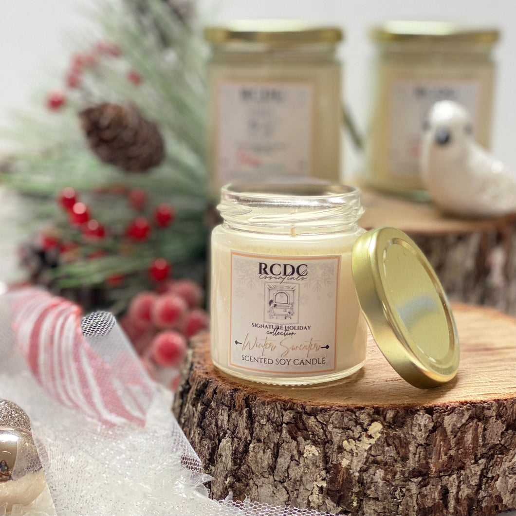 Winter Sweater ~ Natural Hand Poured Soy Candle Sm Glass Jar