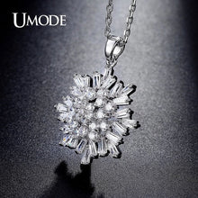 Umode Rhodium/White Gold  Simulated Diamond Pendant Necklace