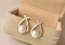 Fashion Gold/Silver Pearl & Crystal Stud Earrings