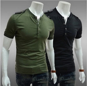 Short Sleeve Military style Henley Shirt