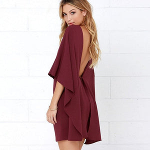 Freely Chic Backless Cape Bodycon Dress