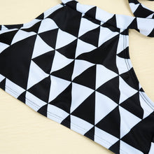 High neck Padded Geometric Print Halter Bikini set