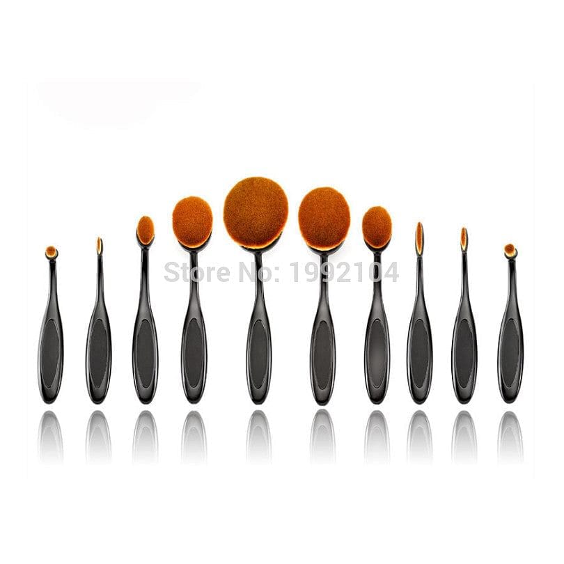 Oval Shape 10pcs Professional Foundation/Powder Brush Kit