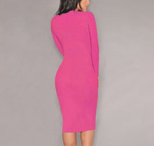 Penelope Pink Plunged Neck Bodycon Dress