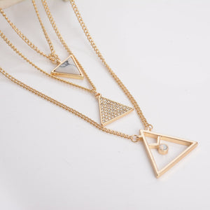 Bailey Triangle & Faux Stone Multi Layer Pendant Necklace