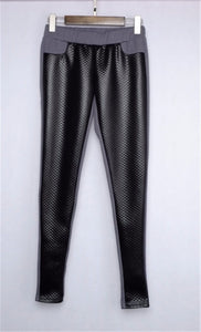 Faux Leather Winter Knitted Leggings