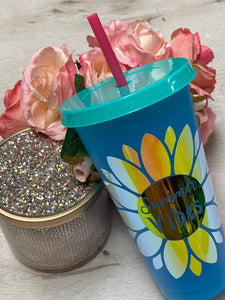 Summer Vibes Sunflower ~ Custom Reusable Color Changing Cup