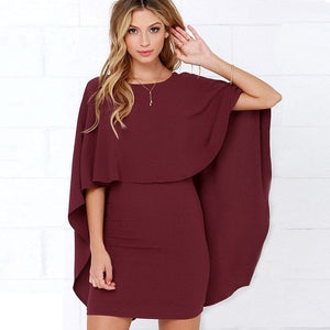 Freely Chic Backless Cape Bodycon Dress