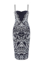 Off The Top Faux Lace Print Evening Dress