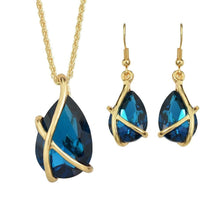 Sapphire Crystal Drop Necklace & Pendant/Earring Set