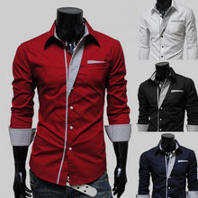 Men's Casual Slim Fit Stripe Lapel Long-Sleeve Shirts